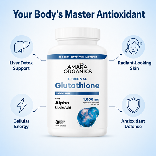 Glutathione benefits: liver detox support, radiant-looking skin, cellular energy, antioxidant defense
