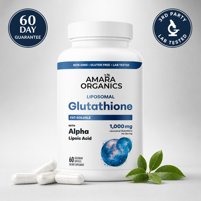 Amara Organics Liposomal Glutathione 1,000mg with Alpha Lipoic Acid, 60-day guarantee, third-party lab tested